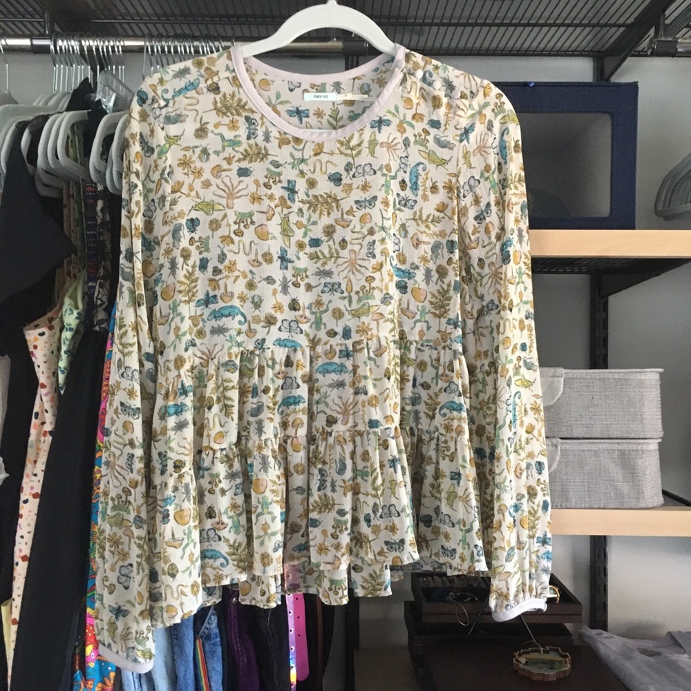 Kimchi Blue UO insect bug sheer blouse, size M!